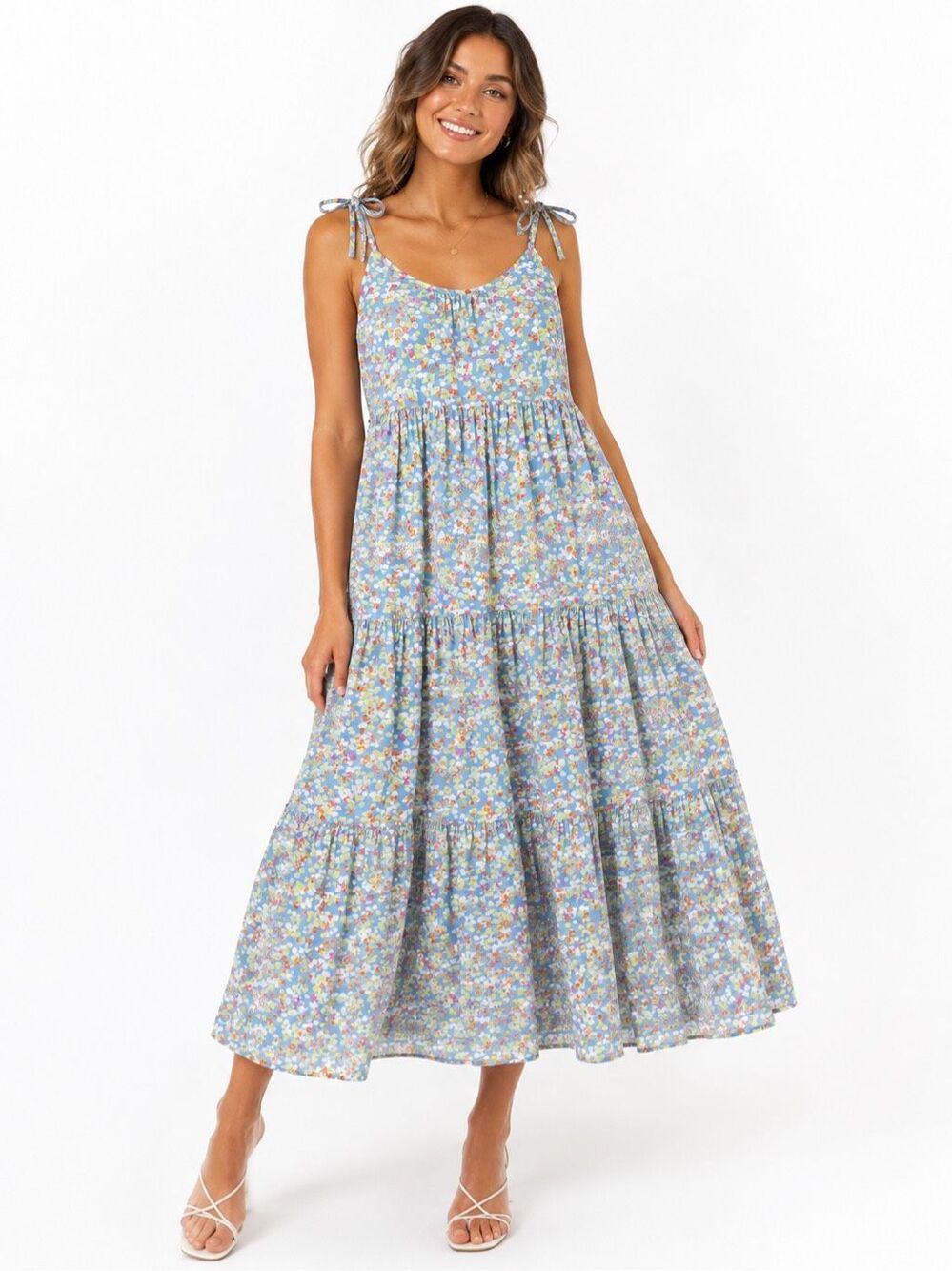 Roller Rabbit Marine Dakota Floral Maxi Dress Size Large